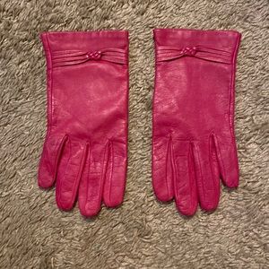 pink leather gloves